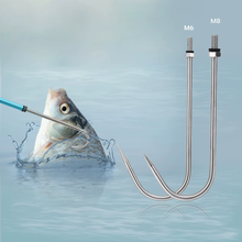 Load image into Gallery viewer, SANLIKE M6/M8 Fishing Gaff Stainless Steel Fishing Spear Hook with Protection Cover for Saltwater Freshwater Fishing Accessories