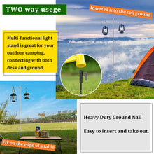 Load image into Gallery viewer, SANLIKE Adjustable Lantern Stand Split Aluminum Clip Lantern Pole with Table Clip and Floor Insert Outdoor camping tools holder