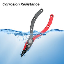 Load image into Gallery viewer, SANLIKE Fishing Pliers Aluminium Alloy Multifunctional Hooks Remover Fishing Line Scissors with Safety Lock and Storage Bag
