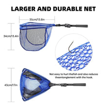 Load image into Gallery viewer, SANLIKE Fishing Net Folding Landing Net with Fibergalss Telescopic Pole and Handle Rubber Coated Mesh Net for Fishing Freshwater Saltwater 3.6FT