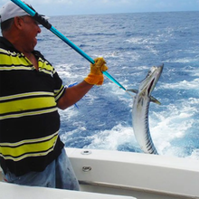 Load image into Gallery viewer, SANLIKE 140cm Stainless Steel Telescopic Fishing Hook Five Claw Hook Saltwater Ice Tools Aluminium Alloy Pole Soft EVA Handle