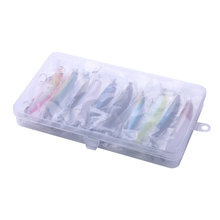 Load image into Gallery viewer, SANLIKE 10 Pcs 9cm Fishing Lure Minnow Imitation Fake Bait Crankbait with Feather Hooks Microwave Away Casting Floating Water