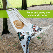 Load image into Gallery viewer, SANLIKE Portable Canvas Double Hammock 2 People Oversized Load Capacity 300kg Canvas Cotton Hammock for Porch, Garden, Backyard