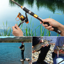 Load image into Gallery viewer, SANLIKE Fishing Pole and Reel Combos Carbon Fiber Telescopic Fishing Rod Spinning Reel with Lures Line Accessories Fishing Gear