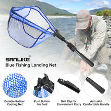 Load image into Gallery viewer, SANLIKE 1.1M Fishing Net Glass Fibre Rod Telescopic Pole Foldable Handle Landing Net Coated Mesh Fishing Tackle Accessories