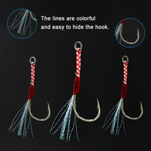 Load image into Gallery viewer, SANLIKE XS/S/M/L/XL 10&20pcs Fishing Hook Assist Hook Single Hook Metal Jig Tinsel Fishing Gear Light Shogging Offshore Jigging