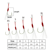 Load image into Gallery viewer, SANLIKE XS/S/M/L/XL 10&20pcs Fishing Hook Assist Hook Single Hook Metal Jig Tinsel Fishing Gear Light Shogging Offshore Jigging
