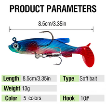 Load image into Gallery viewer, 5pcs Lua Bait Pack Leader Fish 13g/8.5cm Soft Bait Anti Bottom Hanging Long Casting Simulated Soft Fish Double Hook Design