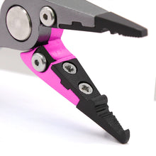 Load image into Gallery viewer, SANLIKE New Aluminum Alloy Fishing Pliers Split Ring Cutters Fishing Holder Tackle with Sheath & Retractable Tether Combo Hooks Remover