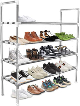 Load image into Gallery viewer, KOMCLUB Shoe Rack Stainless Steel 4 Tier DIY Shoe Organization Storage Shelf Sneakers Organizer Shoe Rack Cabinet
