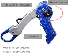 Load image into Gallery viewer, SAN LIKE Fishing Gripper - Portable Fishing Grip Tool Corrosion Resistant Fish Holder Aluminum Fish Lip Grabber with Non-Slip EVA Handle Fish Controller with Scale/Floating Support 40lb Max