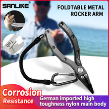 Load image into Gallery viewer, SANLIKE New Aluminum Alloy Fishing Pliers Split Ring Cutters Fishing Holder Tackle with Sheath & Retractable Tether Combo Hooks Remover