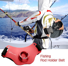 Load image into Gallery viewer, SAN LIKE Fishing Belt Fight Belt - Adjustable Aluminum/Carbon Fiber Waist Fighting Belt Rod Holder Stand-up Offshore Gimbal Padded Fishing Pole Belt
