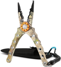 Load image into Gallery viewer, SAN LIKE Split Ring Pliers - Aluminum Fishing Pliers Hook Remover Tungsten Carbide Cutters Saltwater Resistant Fishing Gear Split Ring Fish Holder with Coiled Lanyard & Sheath Fishing Gifts for Men