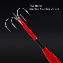 Load image into Gallery viewer, SANLIKE Stainless Steel Five Hooks Extendable Contractile Gripper Squid Hook for Harvesting Squid
