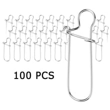 Load image into Gallery viewer, SANLIKE 100 Pieces Fishing Connector Clips Fishing Lure Snap High Strength Stainless Steel Fishing Accessories