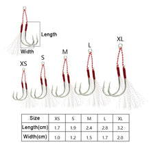 Load image into Gallery viewer, SANLIKE Fishing Hook Assist Hook Dual Hooks Metal Jig Tinsel Fishing Gear Light Shogging Offshore Jigging XS/S/M/L/XL 10&20pcs