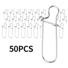 Load image into Gallery viewer, SANLIKE Fishing Lure Snap Fishing Connector Clips High Strength Stainless Steel Fishing Tackle 50 Pieces