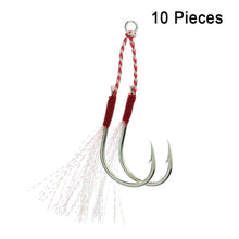 Load image into Gallery viewer, SANLIKE Fishing Hook Assist Hook Dual Hooks Metal Jig Tinsel Fishing Gear Light Shogging Offshore Jigging XS/S/M/L/XL 10&20pcs