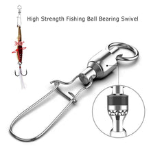 Load image into Gallery viewer, SANLIKE 50 Pieces Fishing Ball Bearing Swivel Fishing Lure Connector High Strength Stainless Steel Anticorrosion High-speed