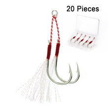 Load image into Gallery viewer, SANLIKE Fishing Hook Assist Hook Dual Hooks Metal Jig Tinsel Fishing Gear Light Shogging Offshore Jigging XS/S/M/L/XL 10&20pcs