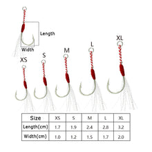 Load image into Gallery viewer, SANLIKE Fishing Hook Assist Hook Single Hook Metal Jig Tinsel Fishing Gear Light Shogging Offshore Jigging XS/S/M/L/XL 10&20pcs