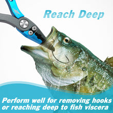 Load image into Gallery viewer, SANLIKE New Aluminum Alloy Fishing Pliers Split Ring Cutters Fishing Holder Tackle with Sheath & Retractable Tether Combo Hooks Remover