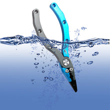Load image into Gallery viewer, SANLIKE New Aluminum Alloy Fishing Pliers Split Ring Cutters Fishing Holder Tackle with Sheath & Retractable Tether Combo Hooks Remover