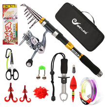 Load image into Gallery viewer, SANLIKE Telescopic Fishing Rod and Reel Combos FULL Kit Spinning Fishing Gear Organizer Pole Sets with Line Lure Oks Reel
