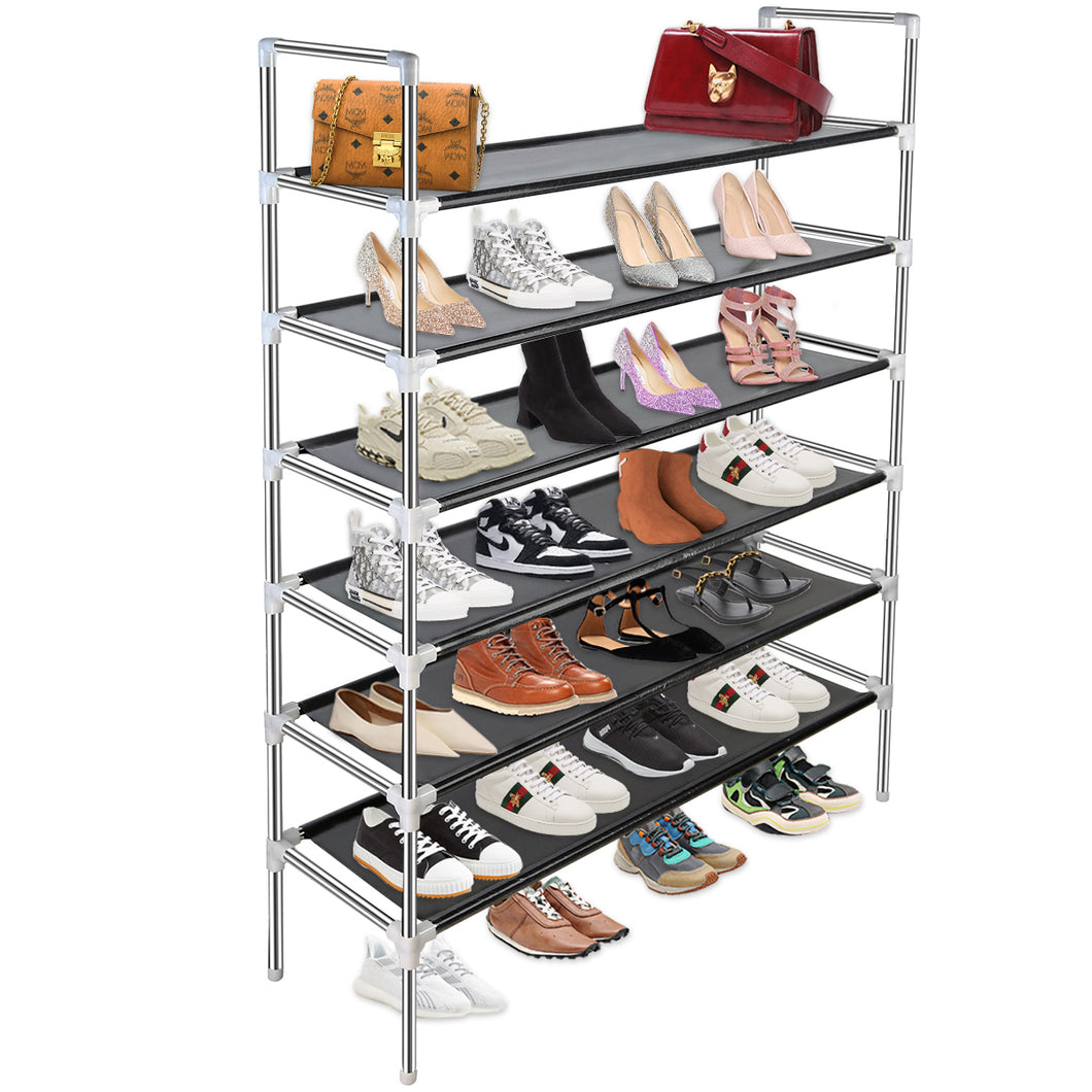 KOMCLUB 6 Tier Shoe Rack Stainless Steel Shoes Organizer Storage Shelf