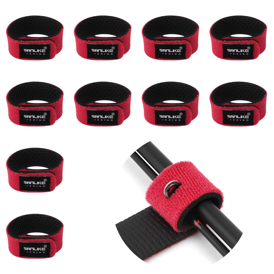 SANLIKE 10pcs Fishing Rod Tie Holders Straps Belts Suspenders Fastener Elastic Bandage Fishing Accessories Tackle Tools