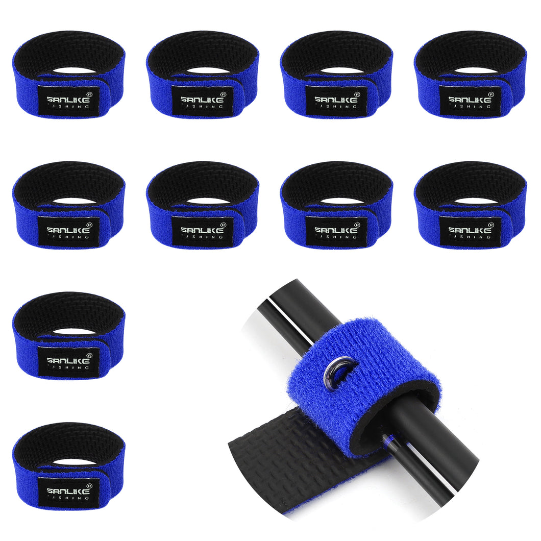 circle pieces on fishing pole SANLIKE 10 Piece Blue Fishing Rod Ties Straps Sling Fasteners Elastica – SANLIKE STORE