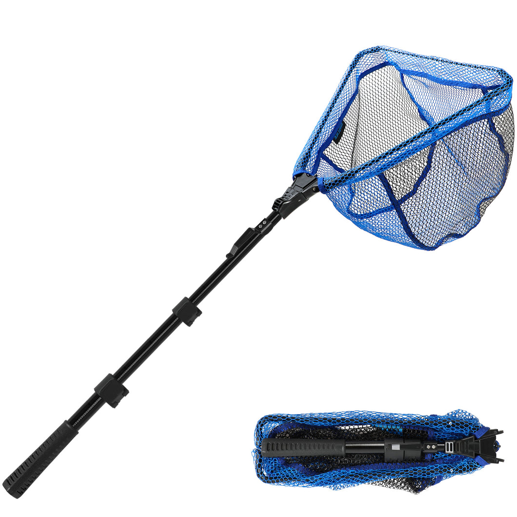 SANLIKE 1.1M Fishing Net Glass Fibre Rod Telescopic Pole Foldable Handle Landing Net Coated Mesh Fishing Tackle Accessories