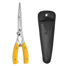 Load image into Gallery viewer, SANLIKE Extended version stainless steel self-locking pliers open ring cut line hook removal multifunctional fishing scissors
