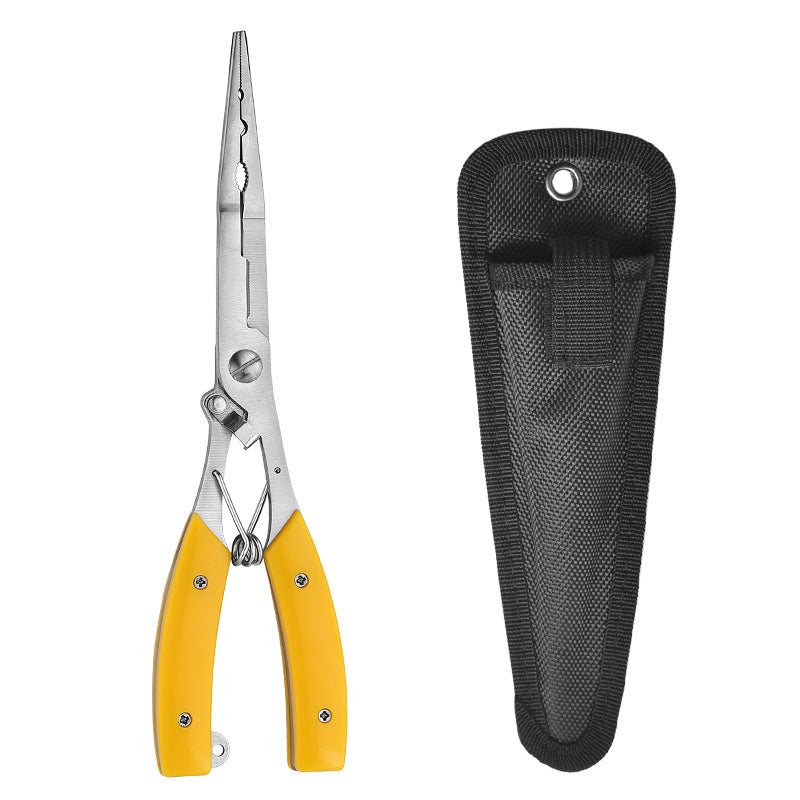 SANLIKE Extended version stainless steel self-locking pliers open ring cut line hook removal multifunctional fishing scissors