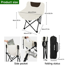 Load image into Gallery viewer, SANLIKE Heavy Duty Folding Chair with Carry Bag, 330lbs Weight Capacity, Outdoor Fishing Lumbar Back Upholstery with Side Pocket
