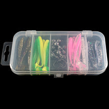 Load image into Gallery viewer, Boxed Soft Bait Perch Warbler Fishing Bait Soft Worm Threaded Curly Tailed Maggot Imitation Bait Fake Bait Lead Head Hooks
