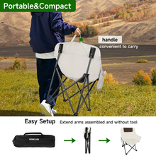 Load image into Gallery viewer, SANLIKE Heavy Duty Folding Chair with Carry Bag, 330lbs Weight Capacity, Outdoor Fishing Lumbar Back Upholstery with Side Pocket
