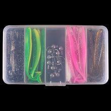 Load image into Gallery viewer, Boxed Soft Bait Perch Warbler Fishing Bait Soft Worm Threaded Curly Tailed Maggot Imitation Bait Fake Bait Lead Head Hooks
