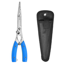 Load image into Gallery viewer, SANLIKE Extended version stainless steel self-locking pliers open ring cut line hook removal multifunctional fishing scissors
