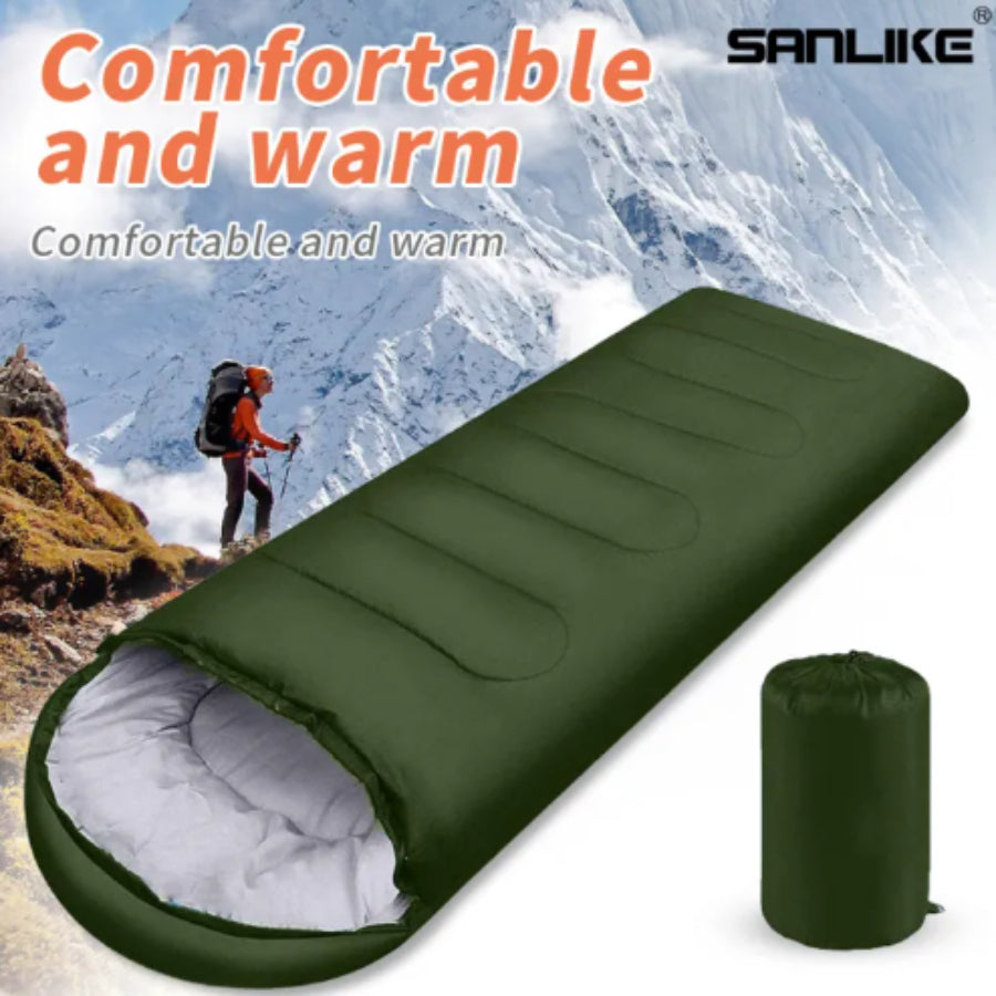 SANLIKE Ultralight Sleeping Bag Hooded Thick Cotton Sleeping Bag with Compression Pouch for Outdoor Camping and Hiking