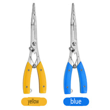 Load image into Gallery viewer, SANLIKE Extended version stainless steel self-locking pliers open ring cut line hook removal multifunctional fishing scissors
