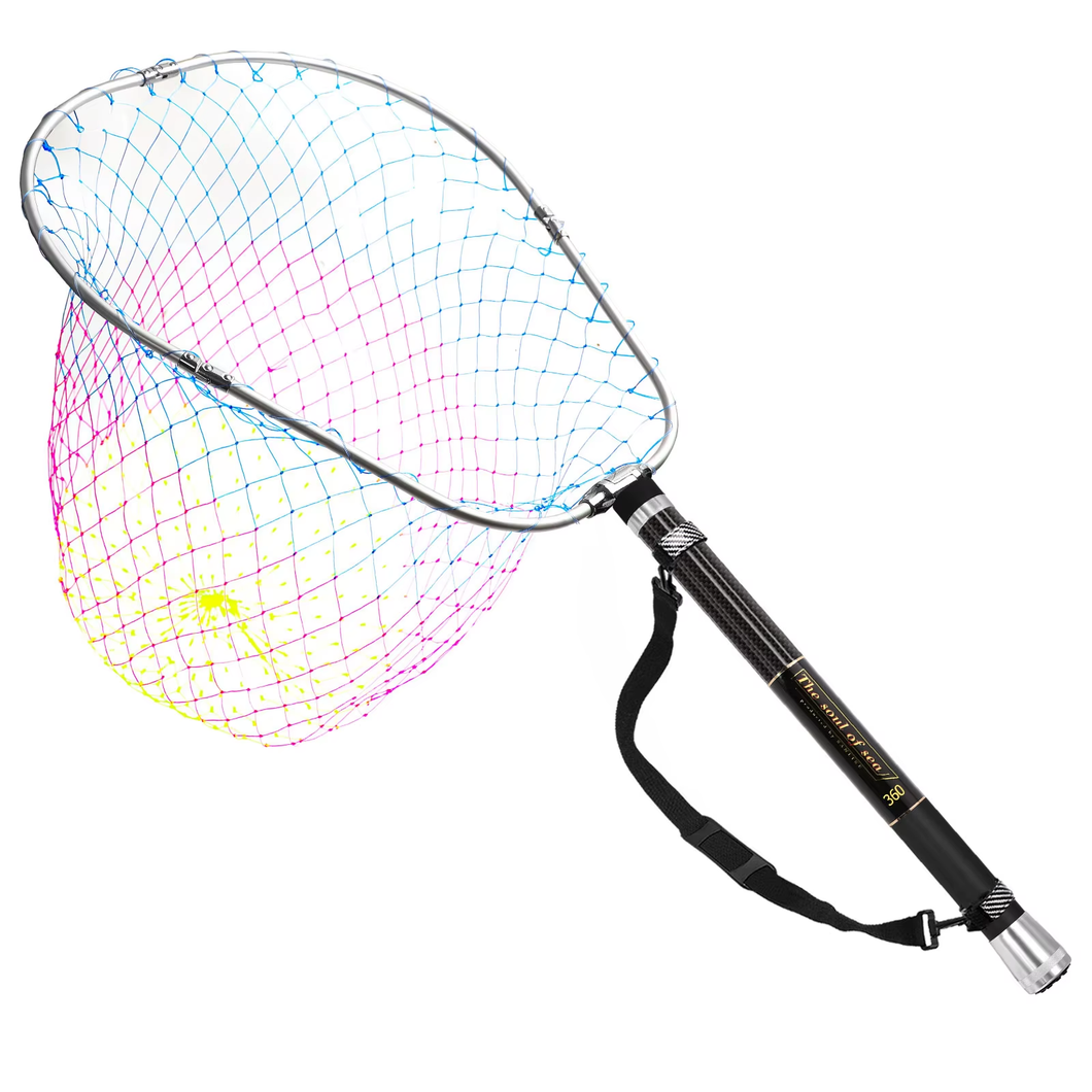 SANLIKE Telescoping Fishing Landing Net 240cm Portable Folding Hand Mesh Carbon Pole for Carp Fishing Tackle Catching Releasing