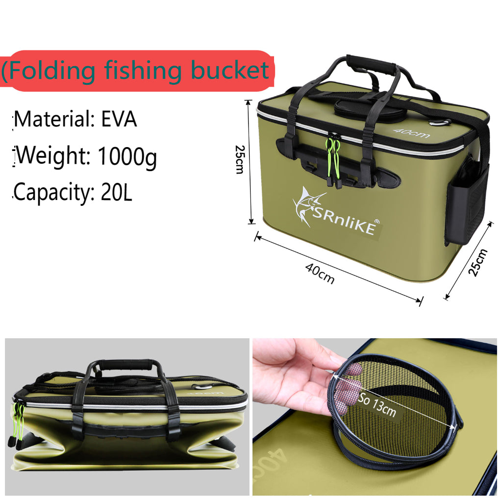 40cm, 50cm dark green fish box, EVA waterproof fish bucket, water container for outdoor activities, live fish bucket for fishing