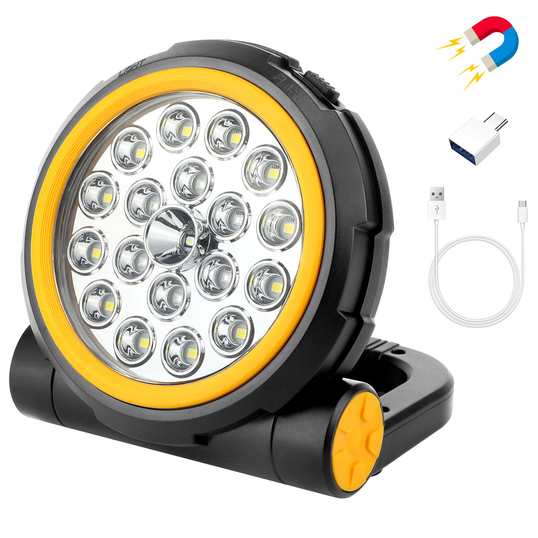SANLIKE 1000lm LED Work Lights 5200mAh Rechargeable Magnetic Work Light 7 Light Modes Waterproof Flashlight with 360° Rotation