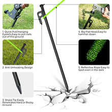 Load image into Gallery viewer, SANLIKE Tent Nail and Rope Set 8pcs Heavy Duty Forged Steel Tent Stakes Storage Pouch Kinds of Ground Outdoor Camping Tool
