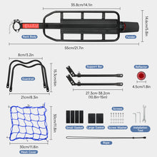 Load image into Gallery viewer, SANLIKE Aluminum Rear Bike Rack Bicycle Cargo Rack with Fenders Universal Adjustable Bicycle Luggage Travel Carrier Stand
