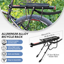 Load image into Gallery viewer, SANLIKE Aluminum Rear Bike Rack Bicycle Cargo Rack with Fenders Universal Adjustable Bicycle Luggage Travel Carrier Stand
