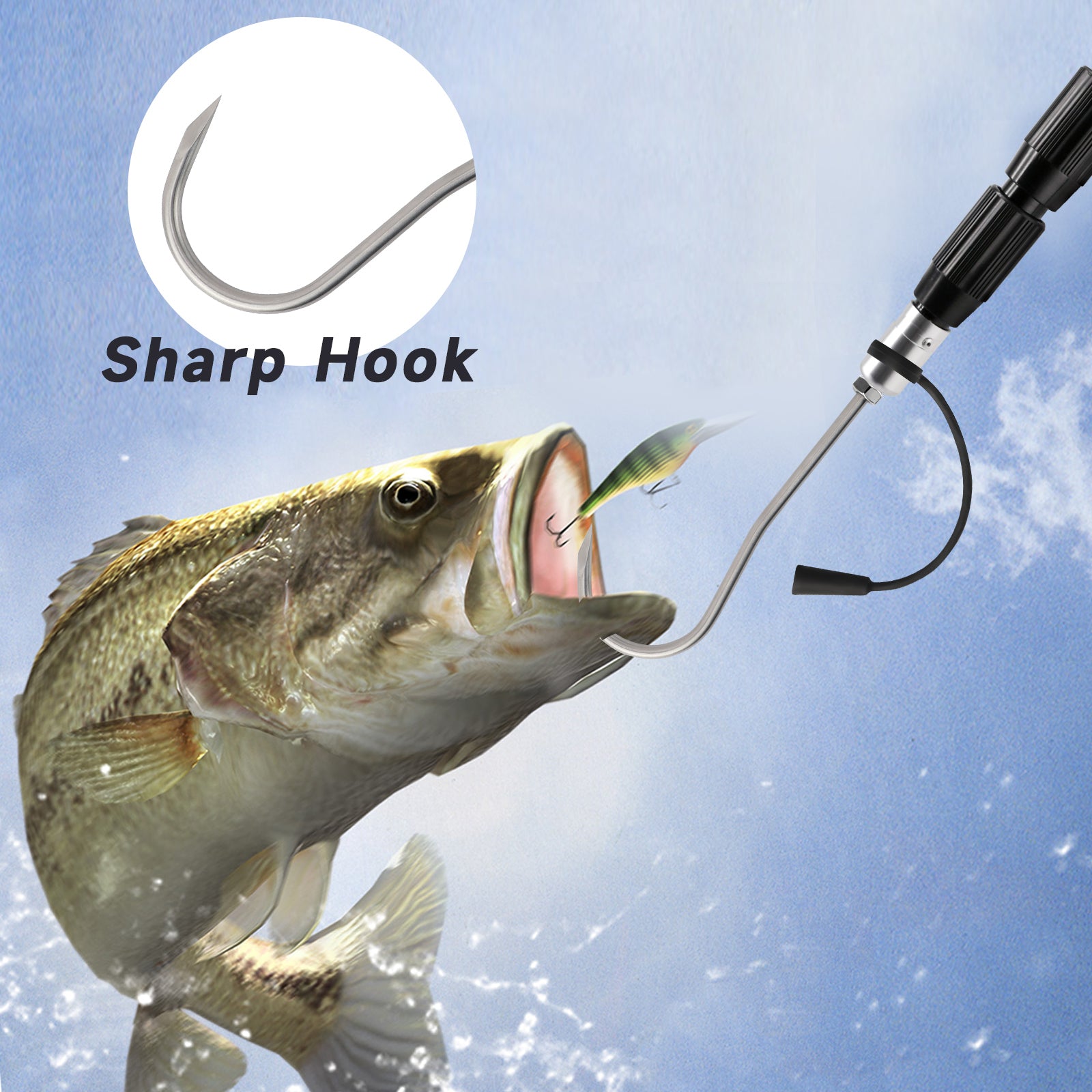 best fishing gaff hook SANLIKE Telescopic Fishing Gaff with Stainless Fish Spear Hook Gripper – SANLIKE STORE