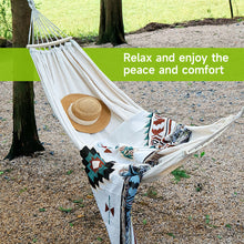 Load image into Gallery viewer, SANLIKE Portable Canvas Double Hammock 2 People Oversized Load Capacity 300kg Canvas Cotton Hammock for Porch, Garden, Backyard
